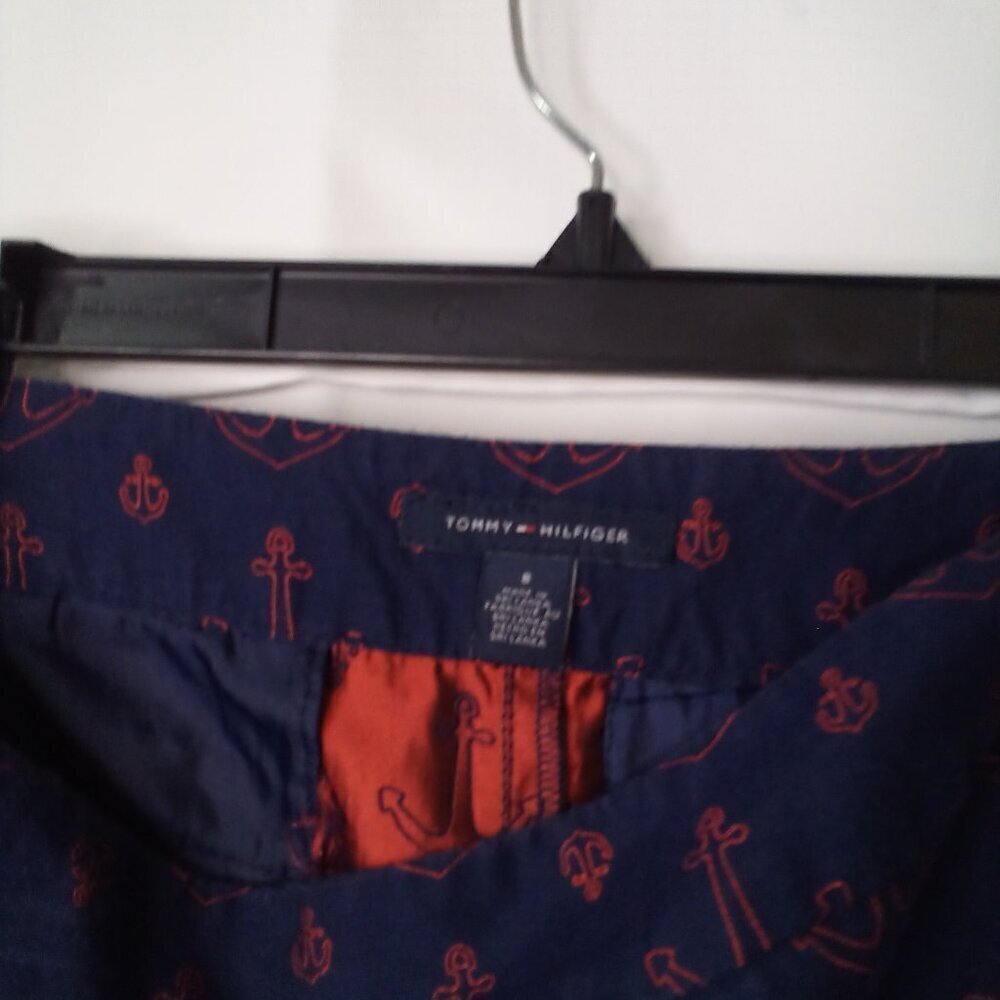 Tommy Hilfiger Skirt Women 8 Anchor Nautical Pockets Blue Red - Picture 9 of 16